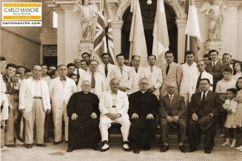 Fr Carlo Manche with Mt Carmel Band Club members - Gzira 1948